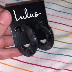 NWT Lulus Black Acetate Hoops